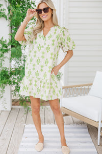 All The Time Green Abstract Dress