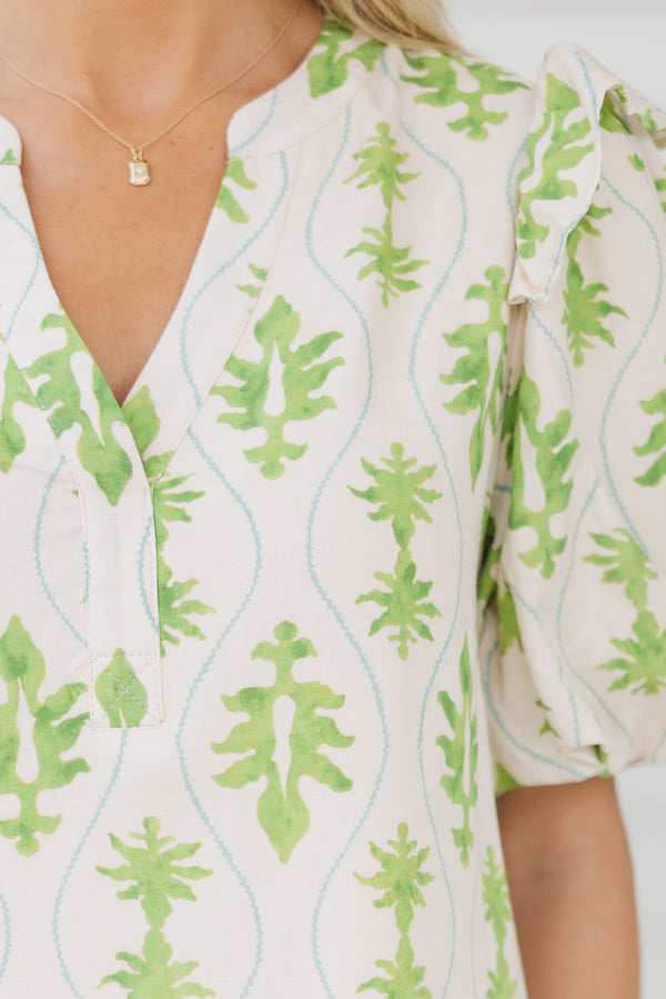 All The Time Green Abstract Dress