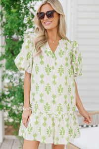 All The Time Green Abstract Dress
