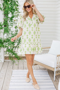 All The Time Green Abstract Dress
