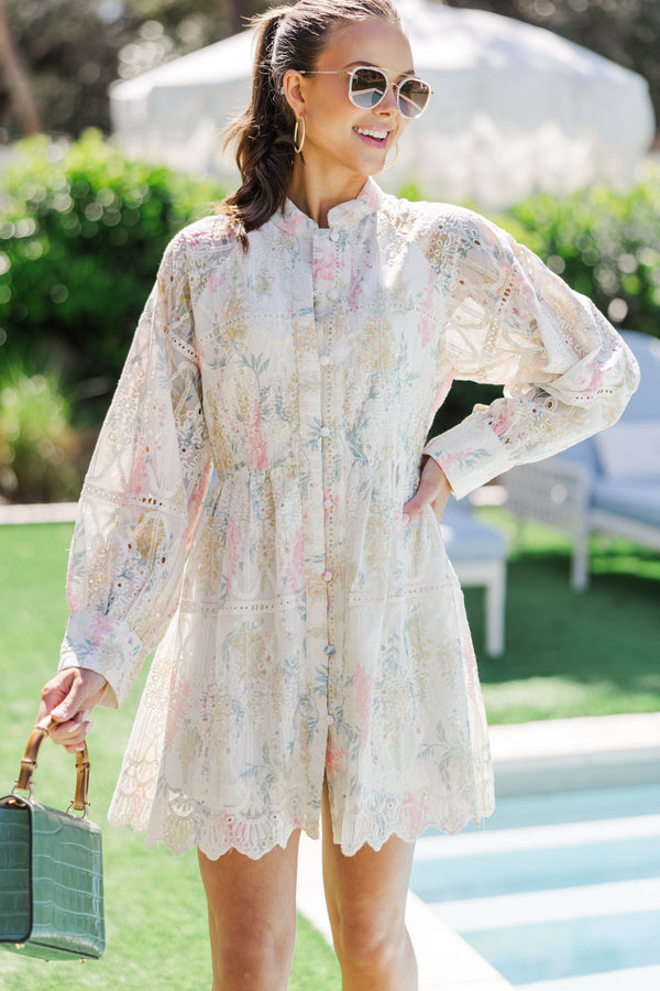 eyelet dress long sleeve Saylor Marilla Long-Sleeve Eyelet Lace Mini Dress