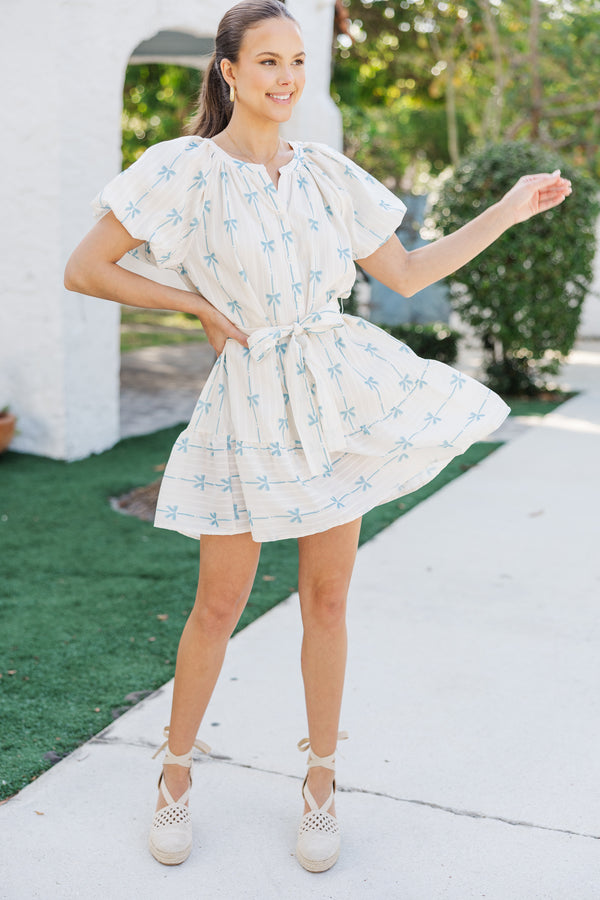 I've Got It Blue Bow Print Dress, Large - The Mint Julep Boutique I've Got It Blue Bow Print Dress, Large - The Mint Julep Boutique