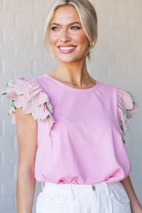 Make You Happy Bubble Pink Striped Blouse