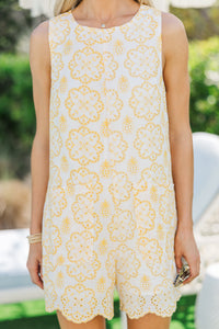 Golden Hour Yellow Embroidered Romper