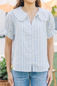 You're Enough Blue Striped Blouse
