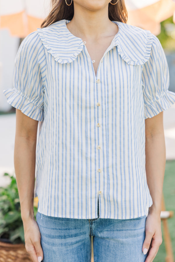 You're Enough Blue Striped Blouse