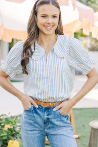 You're Enough Blue Striped Blouse