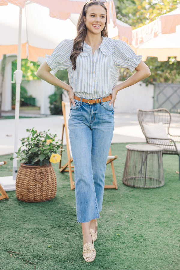 You're Enough Blue Striped Blouse