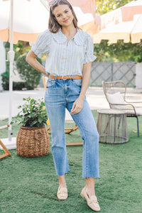 You're Enough Blue Striped Blouse