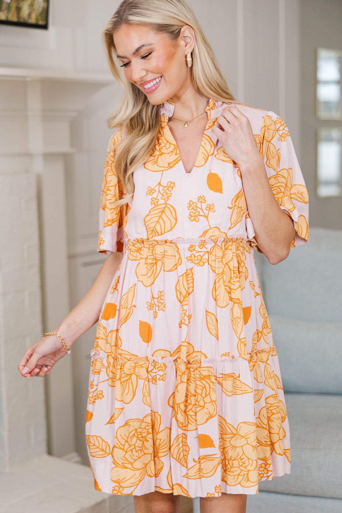 mustard yellow dress NURSING COLLECTION: Feeling Your Best Floral Dress, X-Small - The Mint Julep Boutique Black tulle long prom neck of the bodice rama maslin gown stitched festival dress Size:SIZE 2
