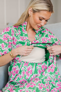 NURSING COLLECTION: Feeling Your Best Green Floral Dress