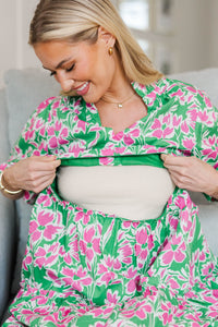 NURSING COLLECTION: Feeling Your Best Green Floral Dress