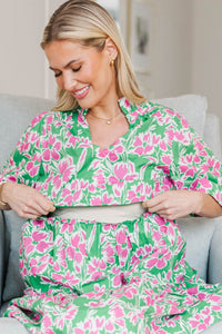 NURSING COLLECTION: Feeling Your Best Green Floral Dress