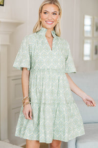NURSING COLLECTION: Feeling Your Best Green Medallion Dress
