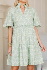 NURSING COLLECTION: Feeling Your Best Green Medallion Dress