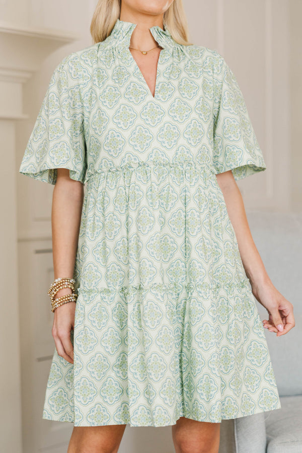 NURSING COLLECTION: Feeling Your Best Green Medallion Dress