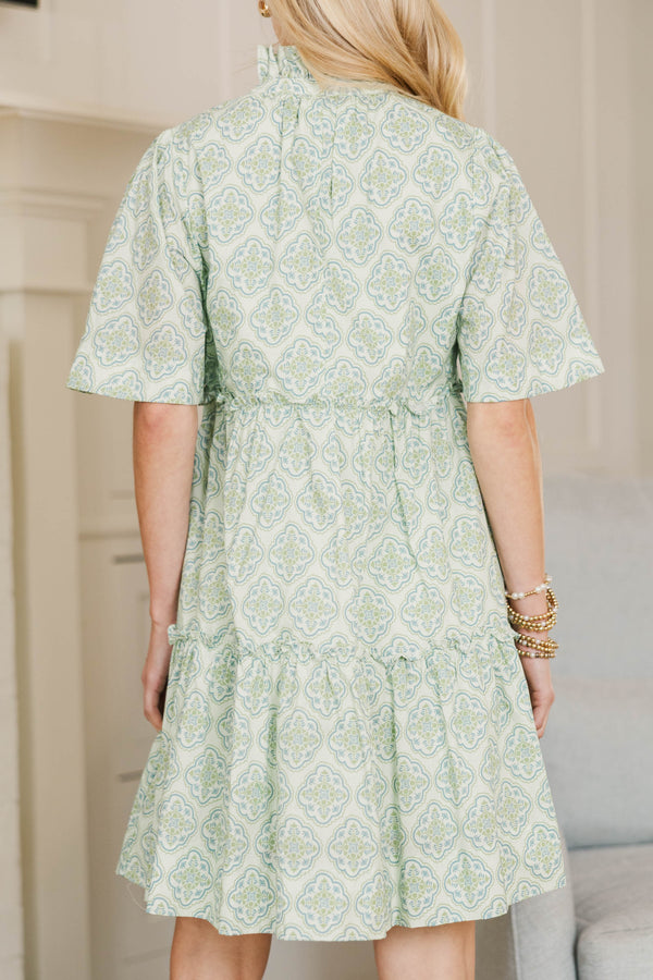 NURSING COLLECTION: Feeling Your Best Green Medallion Dress