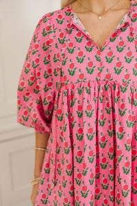 NURSING COLLECTION: It's All True Fuchsia Medallion Dress