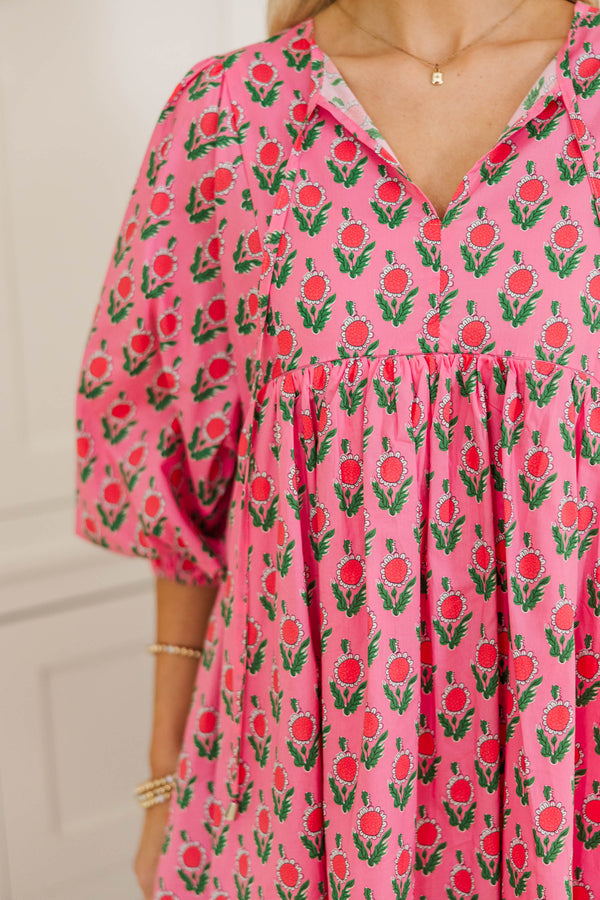 NURSING COLLECTION: It's All True Fuchsia Medallion Dress