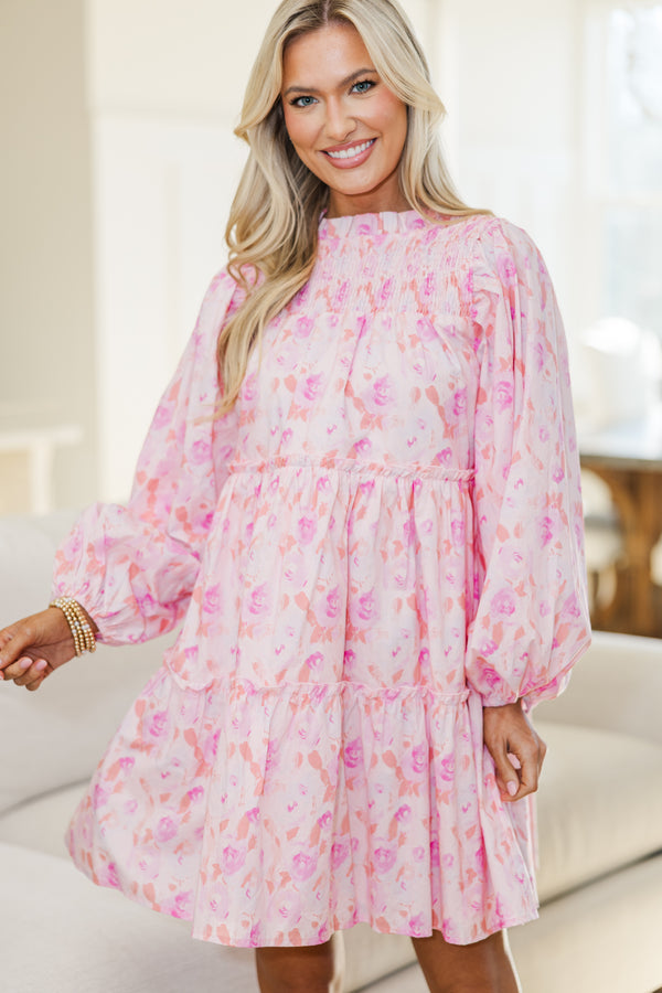 Pink Floral Babydoll Dress main image 0