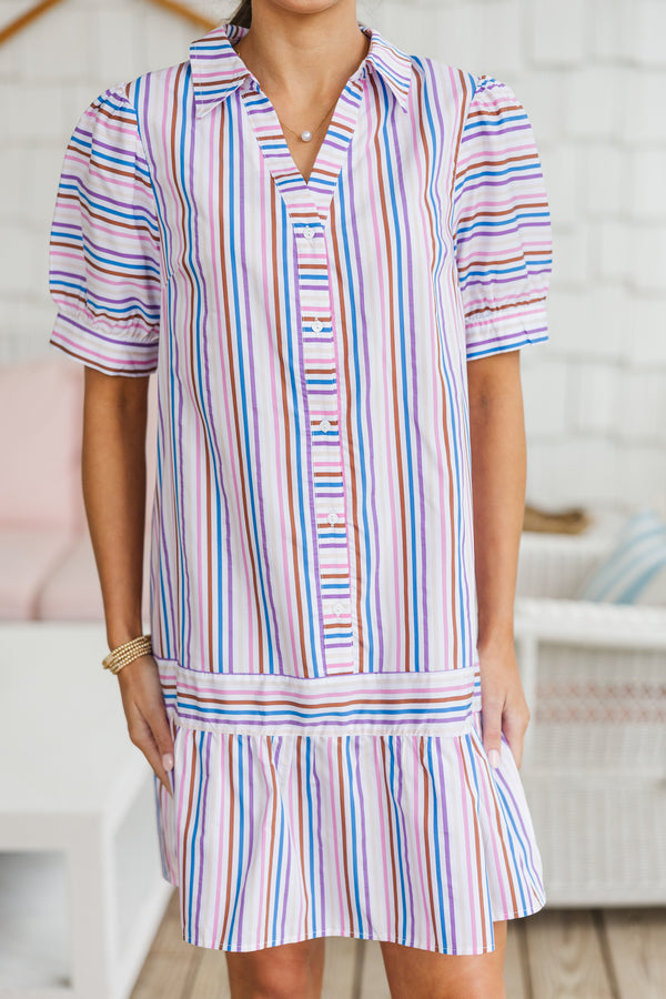 Keep It Going Blue Multi Striped Dress