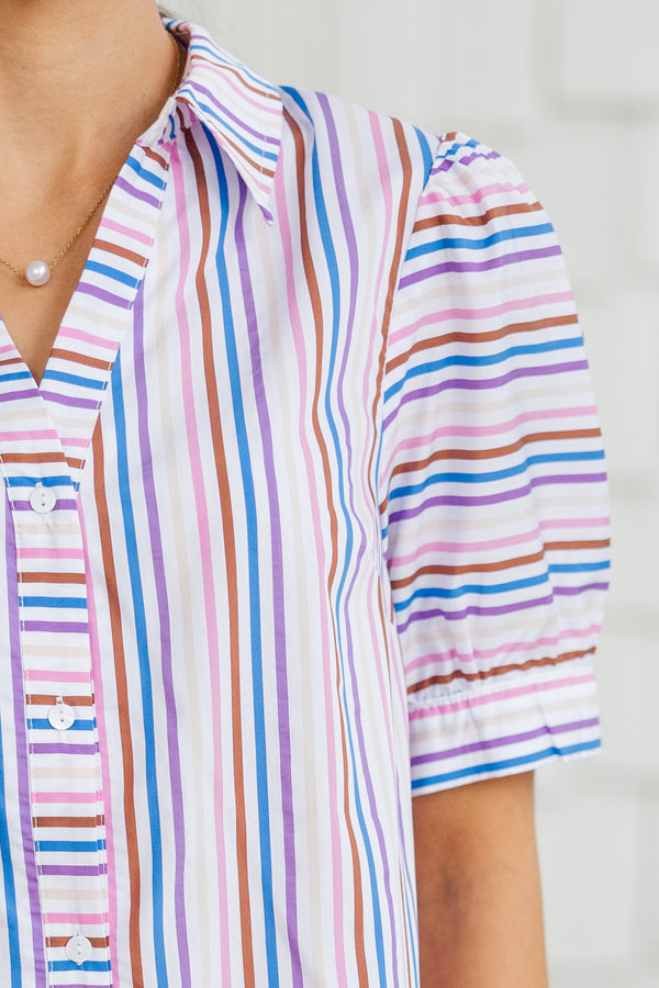 Keep It Going Blue Multi Striped Dress