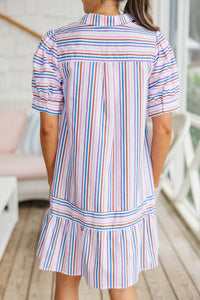 Keep It Going Blue Multi Striped Dress