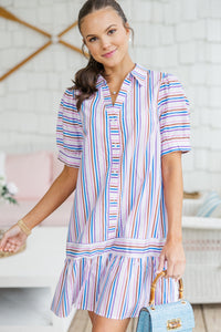 Keep It Going Blue Multi Striped Dress