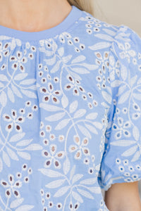 Like Magic Blue Floral Embroidered Blouse