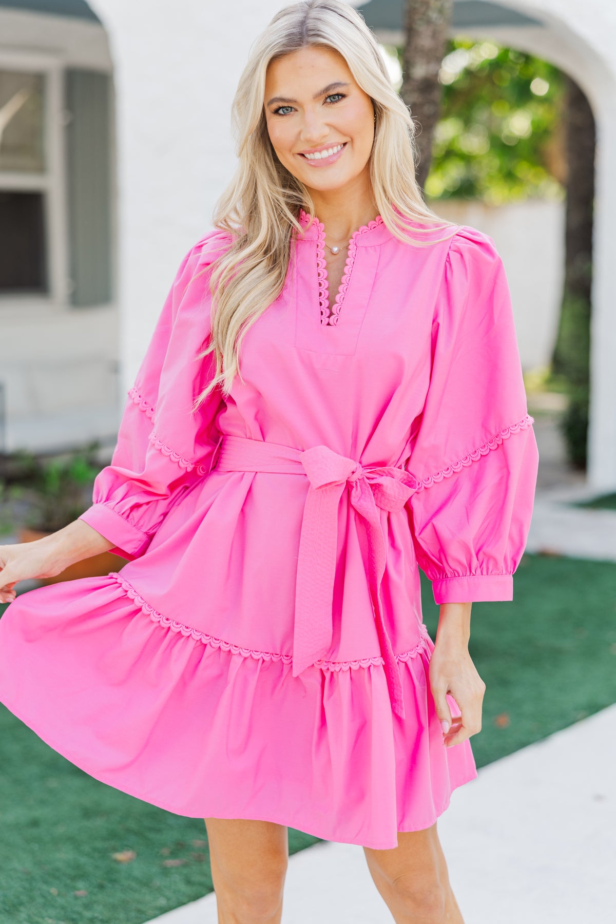 The Paces Pink Bubble Sleeve Dress Shop the Mint — free download