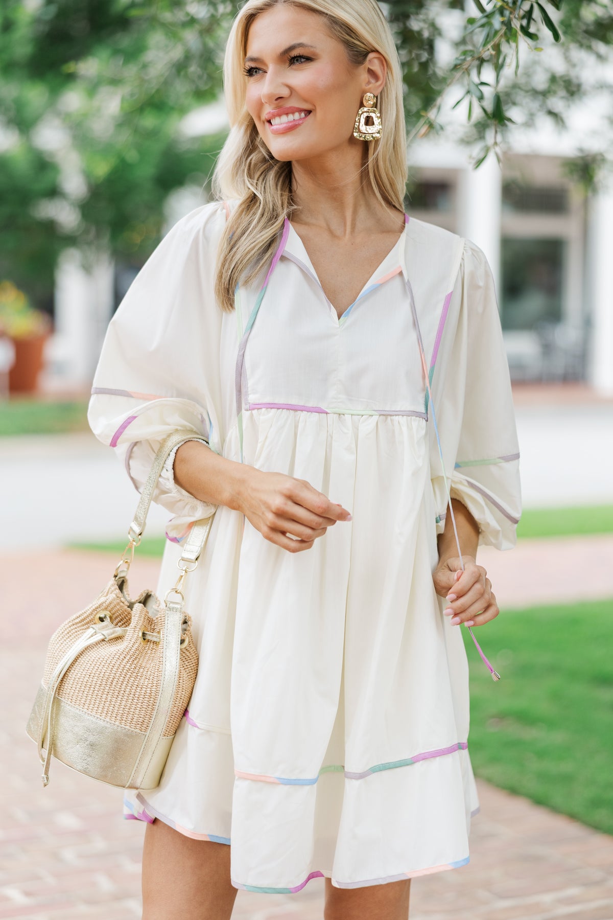 cream babydoll dress MARMALADE Rose/Cream/Metallic 60s Dress: LIMITED EDITION  Marmalade-shop 100% Cotton AE Babydoll Mini Dress |