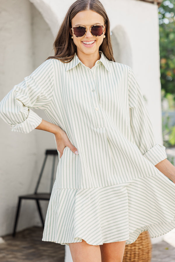 The Mover Sage Green Striped Dress Shop the Mint The Mover Sage Green Striped Dress Shop the Mint