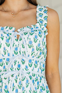 The Chance Off White Floral Midi Dress