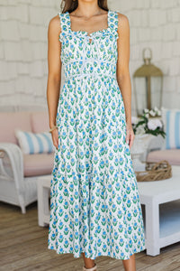 The Chance Off White Floral Midi Dress