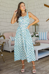 The Chance Off White Floral Midi Dress