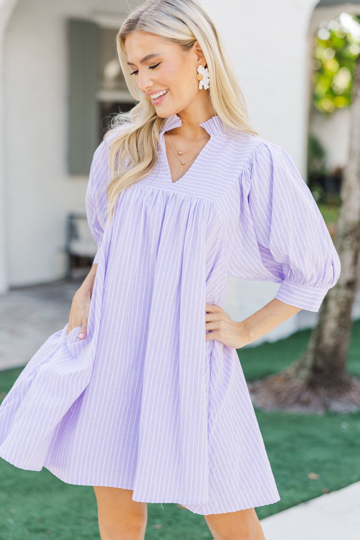 Little Moments Lavender Babydoll Dress, Large - The Mint Julep Boutique