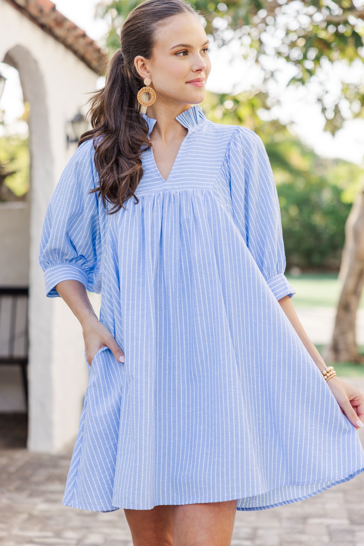 Little Moments Light Blue Babydoll Dress – Shop the Mint