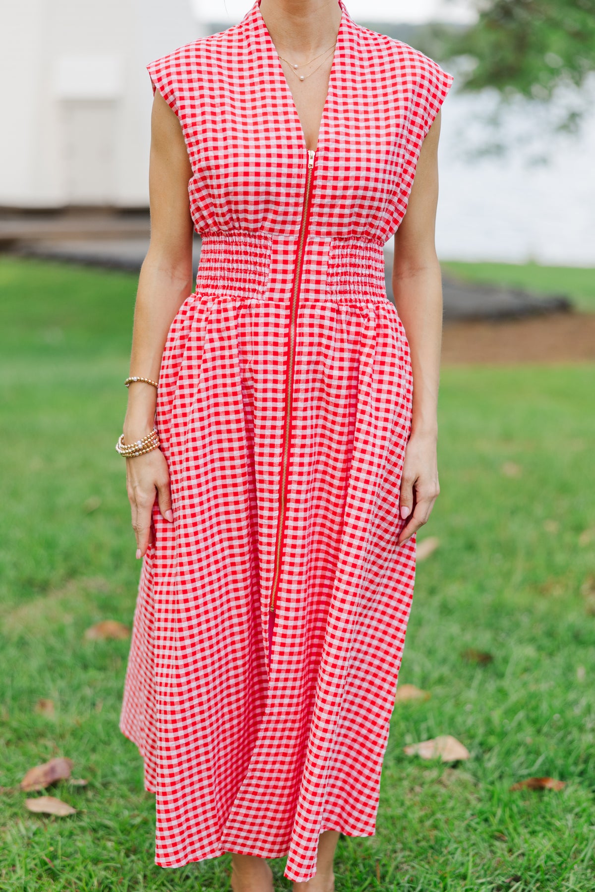 Moving Up Red Gingham Midi Dress – Shop the Mint