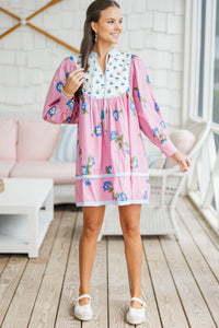 The Retro Pink Floral Babydoll Dress