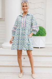 Before You Know It Blue Printed Dress