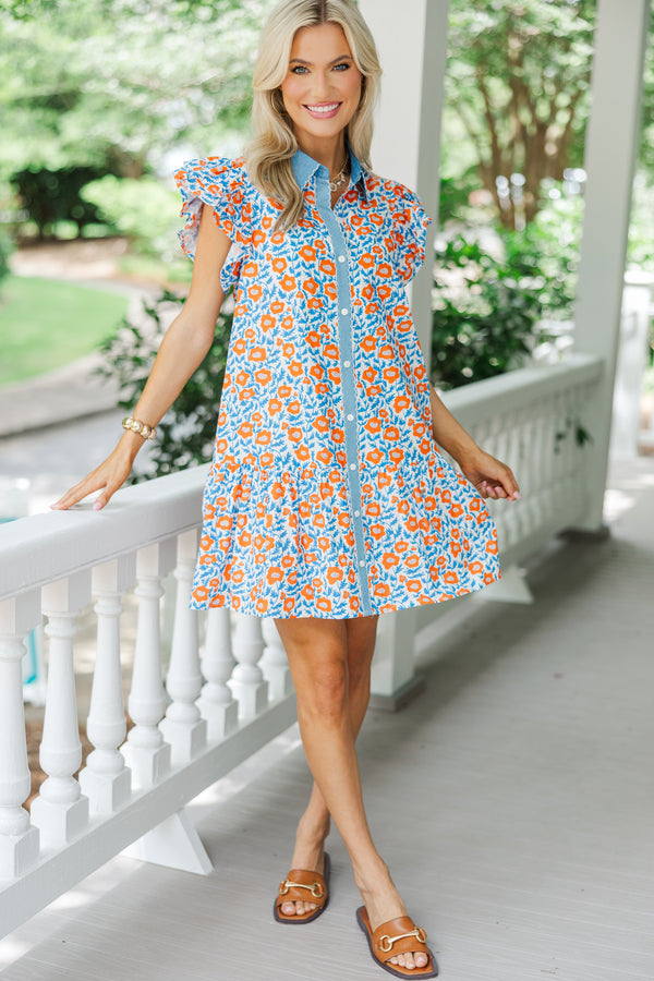 For The First Time Orange Floral Dress