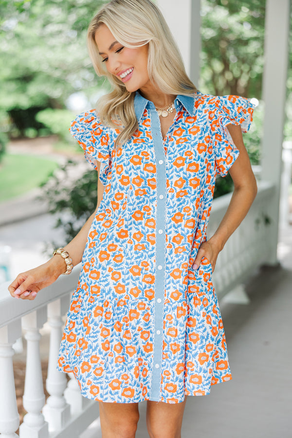 For The First Time Orange Floral Dress