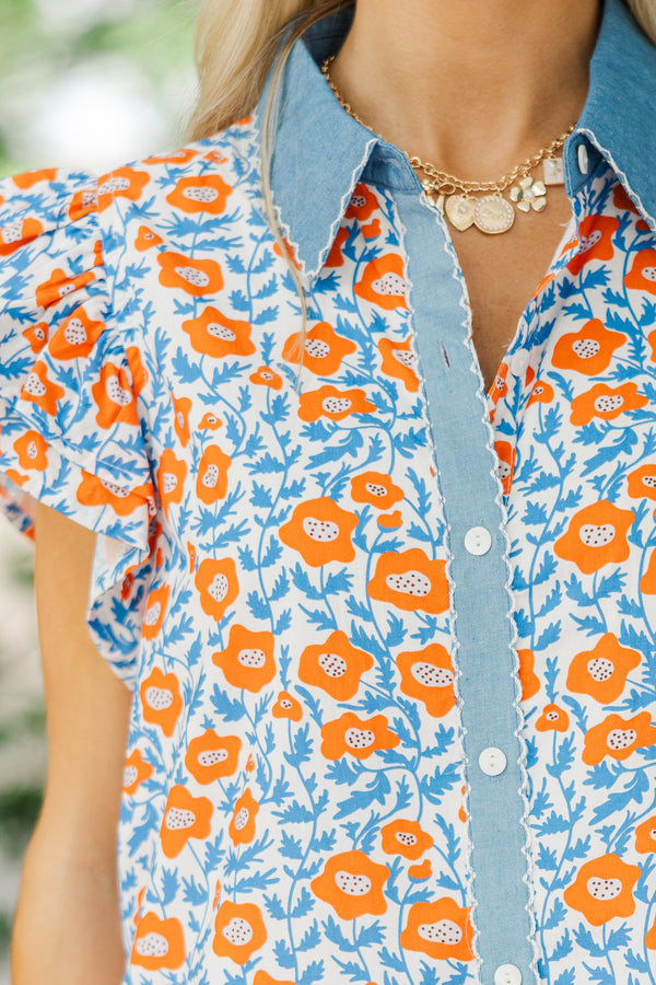 For The First Time Orange Floral Dress