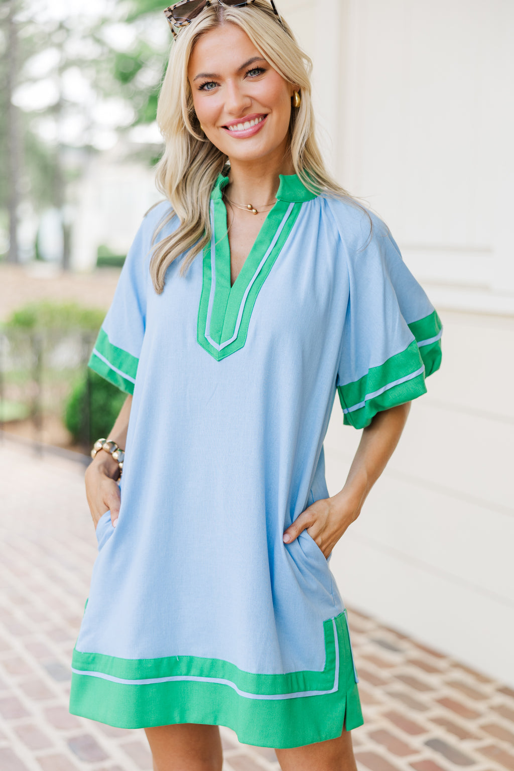 Meet You There Blue Collared Dress