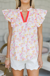 Lean On Me Pink Floral Blouse