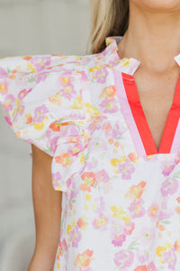 Lean On Me Pink Floral Blouse