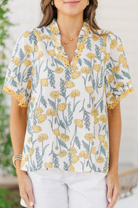 Wrapped Up Yellow Floral Blouse