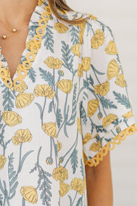 Wrapped Up Yellow Floral Blouse