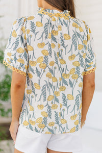 Wrapped Up Yellow Floral Blouse