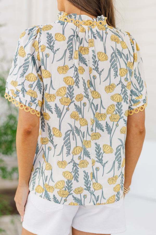 Wrapped Up Yellow Floral Blouse